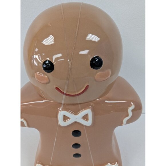Gingerbread Man Ceramic Cookie Jar With Lid 10-Inch Tall Hand Wash Only Ideal Fo - Picture 5 of 5